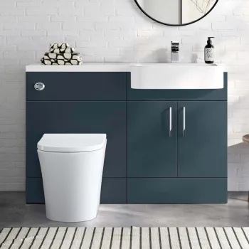 Harper Navy Blue Combination Vanity Basin and Tucson Toilet 1200mm - Right Handed