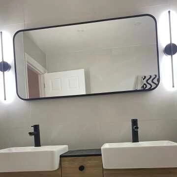 Olivia Black Framed Rectangular Bathroom Mirror 600x1200mm