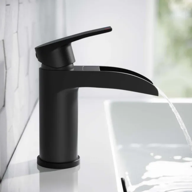 Eden Matt Black Waterfall Basin Mixer Tap