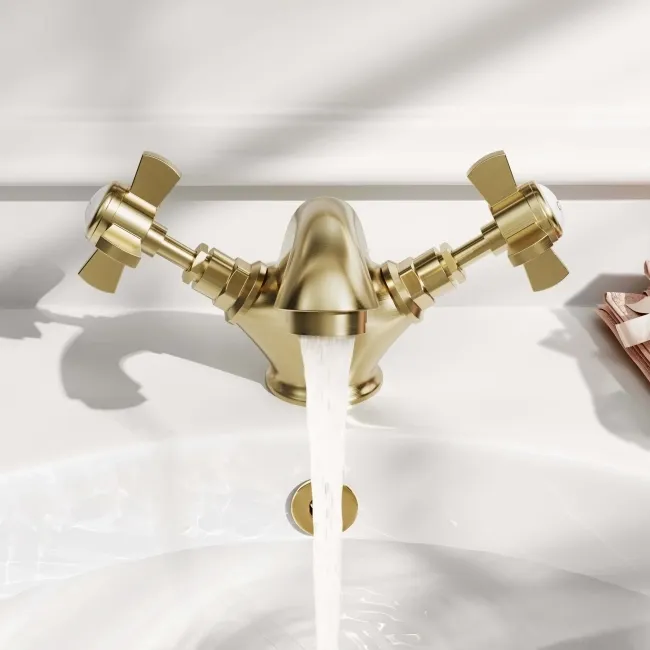 Nene Traditional Brushed Brass Basin Mixer Tap