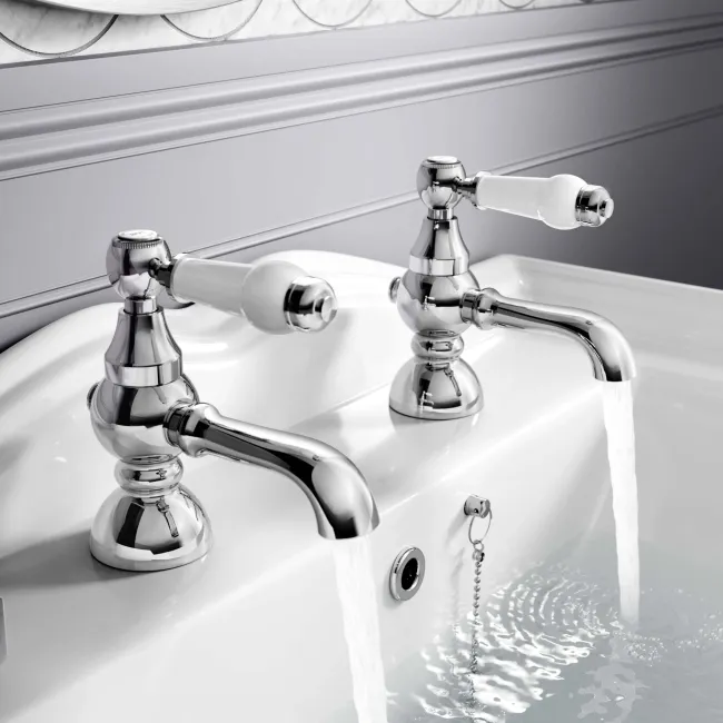 Beauly Traditional Chrome Hot & Cold Basin Taps