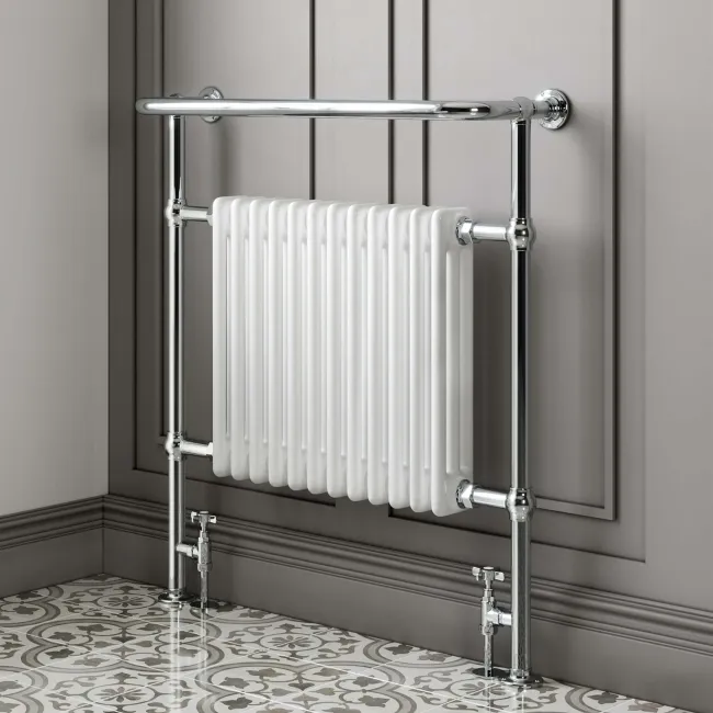 Gibraltar Extra Large White Traditional Heated Towel Radiator (With Overhanging Rail)