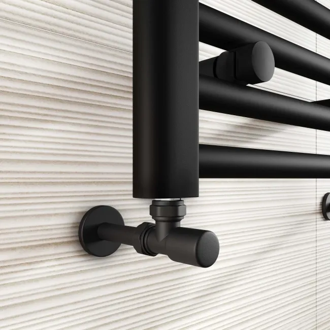 Naples Premium Matt Black Straight Heated Towel Rail 1200x450mm
