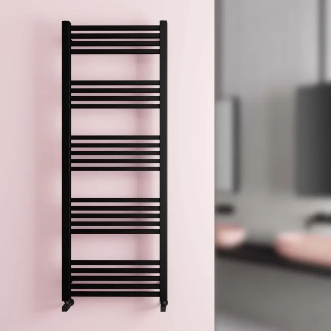 Valetta Matt Black Square Heated Towel Rail 1600x600mm