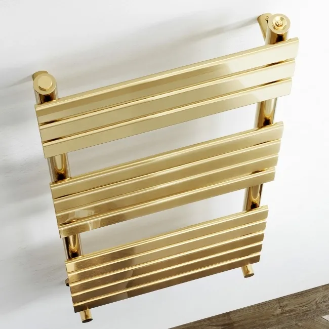 Santorini Brushed Brass Flat Panel Heated Towel Rail 1200x450mm
