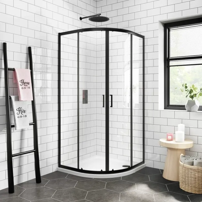 London Matt Black 6mm Quadrant Shower Enclosure 800x800mm