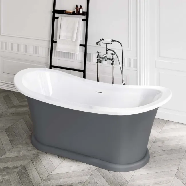 Mayfair 1700mm Graphite Grey Freestanding Roll Top Slipper Bath