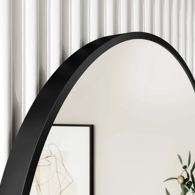 Mollie Black Framed Round Bathroom Mirror 800mm