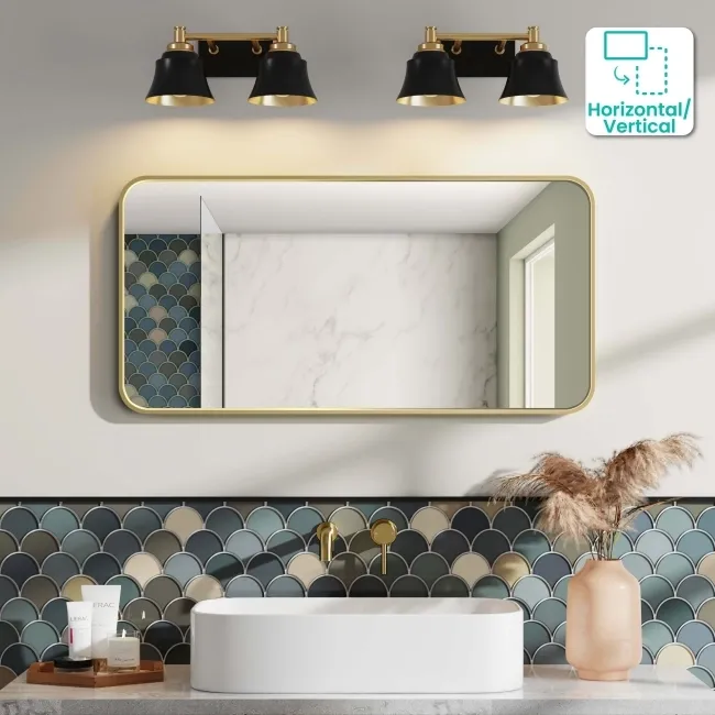 Olivia Brushed Brass Rectangular Bathroom Mirror 500x1000mm