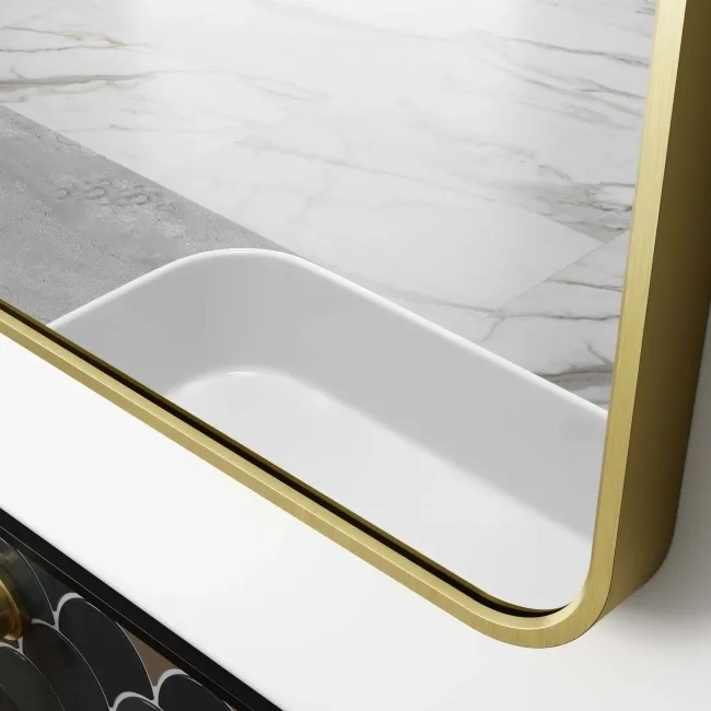 Olivia Brushed Brass Rectangular Bathroom Mirror 500x1000mm