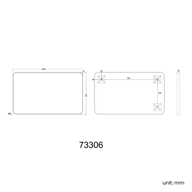 Olivia Brushed Brass Rectangular Bathroom Mirror 500x1000mm