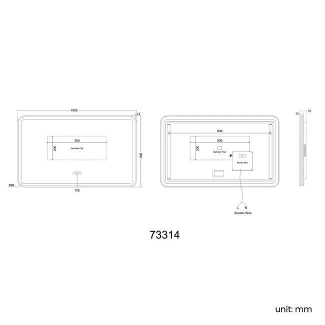 Olivia Black Framed Illuminated LED Mirror With BLUETOOTH Speaker 600x1000mm