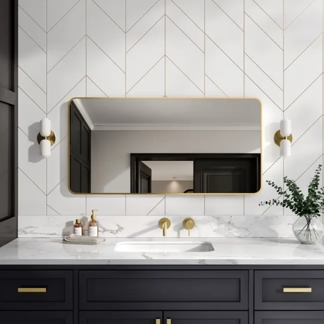 Essence Brushed Brass Rectangular Bathroom Mirror 600x1200mm