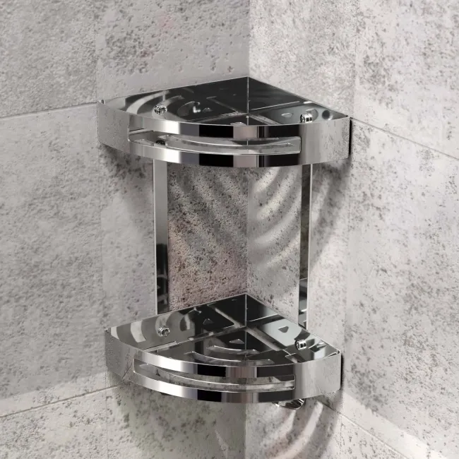 Ivy Chrome Double Corner Shower Basket