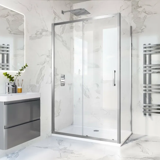 Hamburg Easy Clean 8mm Sliding Shower Enclosure 1200x760mm - Easy Fix Feature
