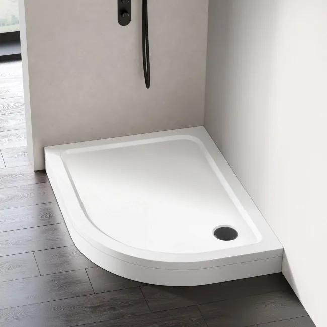 London Offset Quadrant Stone Shower Tray 1200x900mm - Right Handed & Riser Kit