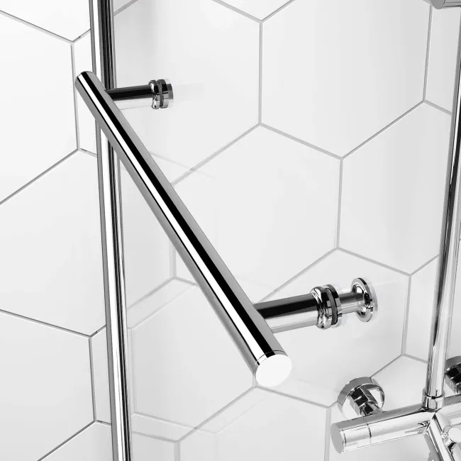 Stafford 1400x700 Round Shower Bath & 6mm Easy Clean Screen with Rail