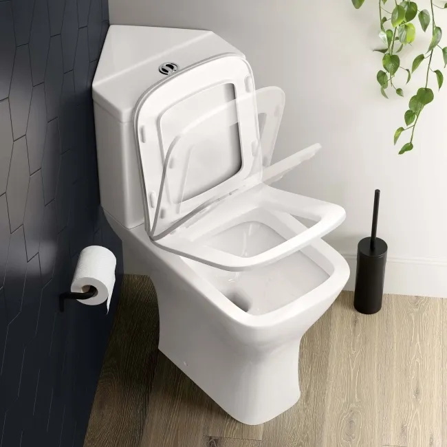 Atlanta Comfort Height Close Coupled Corner Toilet With Soft Close Slim Seat