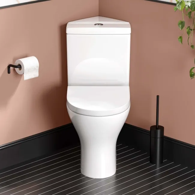 Orlando Rimless Close Coupled Corner Toilet With Soft Close Seat