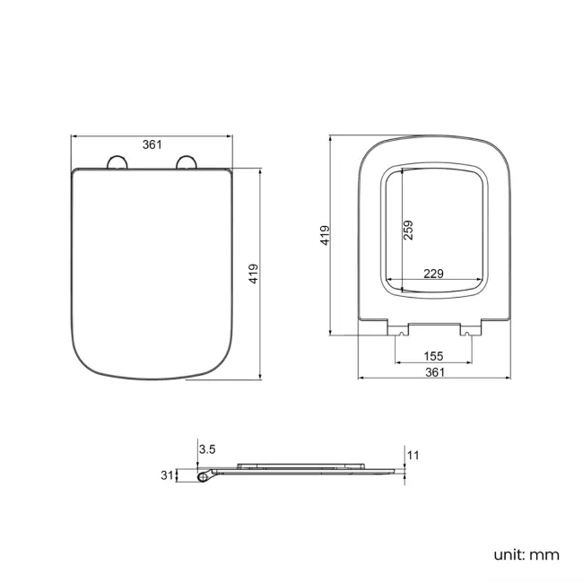 Dallas Rimless Back To Wall Toilet With Slim Soft Close Seat
