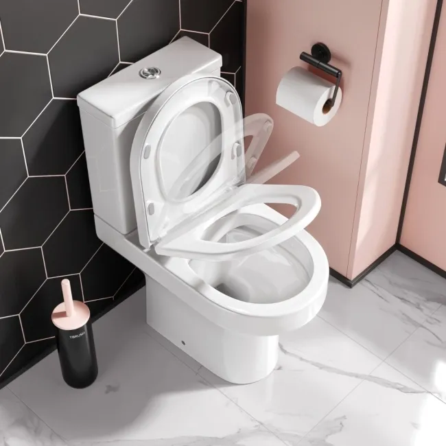 Denver Short Projection Rimless Close Coupled Toilet With Soft Close Seat