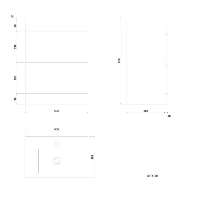 Trent Gloss White Basin Drawer Vanity 600mm and Toilet Set