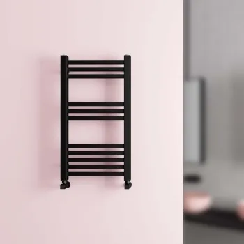 Valetta Matt Black Square Heated Towel Rail 800x450mm