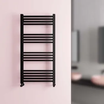Valetta Matt Black Square Heated Towel Rail 1200x600mm
