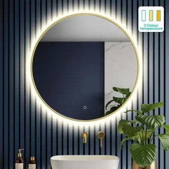 Mollie Brushed Brass Round Backlit Illuminated LED Mirror 800mm