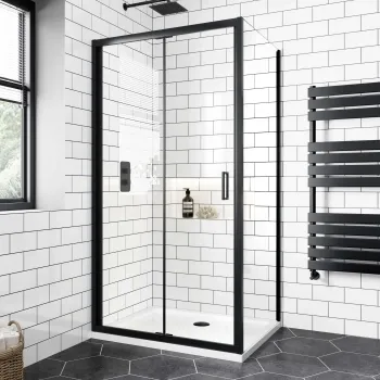 London Matt Black 6mm Bifold Shower Enclosure 1000x700mm
