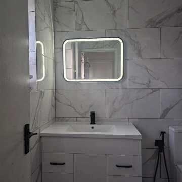Olivia Black Framed Illuminated LED Mirror 700x500mm