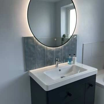  Mollie Black Framed Round Backlit llluminated LED Mirror 800mm 