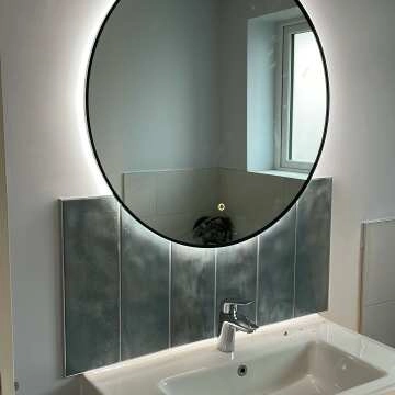  Mollie Black Framed Round Backlit llluminated LED Mirror 800mm 