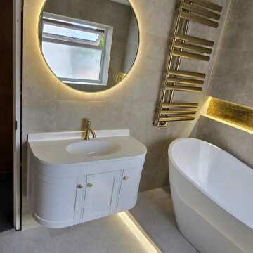 Mollie Brushed Brass Round Backlit Illuminated LED Mirror 800mm