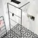 Munich Matt Black Grid Easy Clean 8mm Wet Room Shower Glass Panel 1000mm