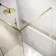 Lyon Brushed Brass 8mm Laminated Wet Room Shower Glass Panel with Gold Mesh Inlay 1200mm