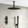 Ballina Premium Ceiling Matt Black Round Thermostatic Shower Set - 300mm Head & Hand Shower
