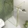 Munich Brushed Brass Framed 8mm Wet Room Shower Glass 1200mm & 250mm Pivotal Return Panel