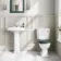 Hudson Traditional Close Coupled Toilet With Midnight Green Seat & Pedestal Basin - Single Tap Hole