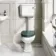 Hudson Traditional Low-Level Toilet With Midnight Green Seat & Pedestal Basin - Double Tap Hole