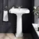 Hudson Traditional Close Coupled Toilet With Cotton White Seat & Pedestal Basin - Single Tap Hole