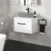 Avon Gloss White Wall Hung Counter Top Vanity 600mm - Black Accents