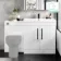 Avon Gloss White Basin Vanity and Back To Wall Unit 1300mm - Black Accents