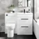 Avon Gloss White Combination Basin Drawer and Aruba Toilet 1100mm - Black Accents - Right Handed