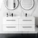 Elba Gloss White Wall Hung Double Basin Drawer Vanity 1200mm - Black Accents