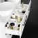 Elba Gloss White Double Wall Hung Drawer Vanity with Marble Top & Oval Basin 1200mm - Black Accents