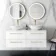 Elba Gloss White Double Wall Hung Drawer Vanity with Marble Top & Oval Basin 1200mm - Brushed Brass Accents