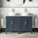 Bermuda Inky Blue Vanity with Marble Top & Oval Counter Top Basin 1200mm - Brass Knurled Handles