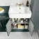 Monaco Midnight Green Combination Vanity Basin and Seattle Toilet 1500mm - Brass Knurled Handles