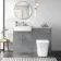 Harper Stone Grey Combination Vanity Basin with Marble Top & Houston Toilet 1200mm - Brushed Brass Accents